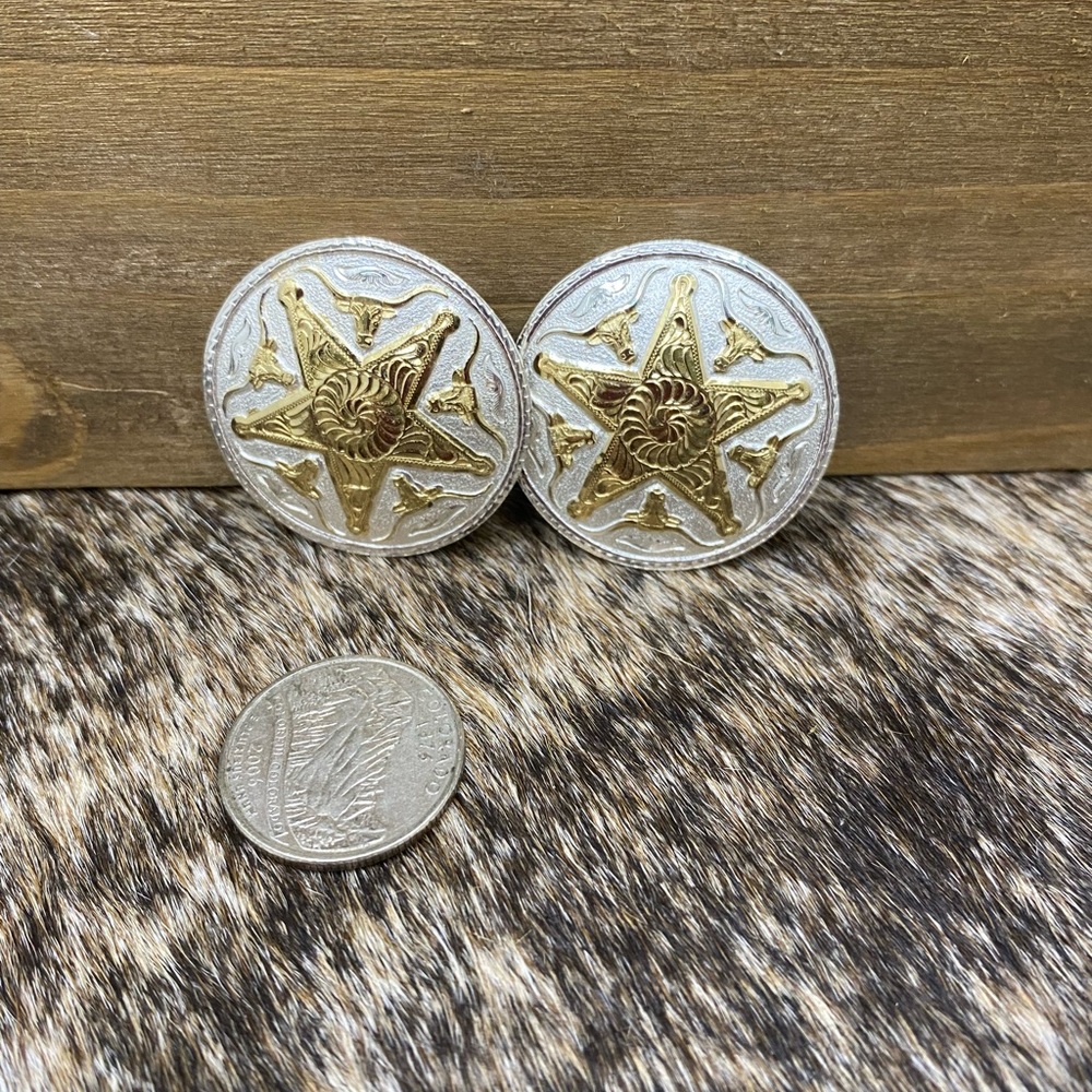 Gold and Silver Star Concho Montana Earrings